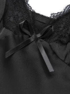 Fashion Retro Stage 1950s Solid Lace Trimmed Straps Sleepwear