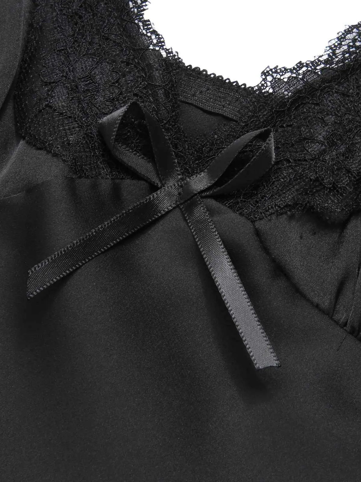 Fashion Retro Stage 1950s Solid Lace Trimmed Straps Sleepwear