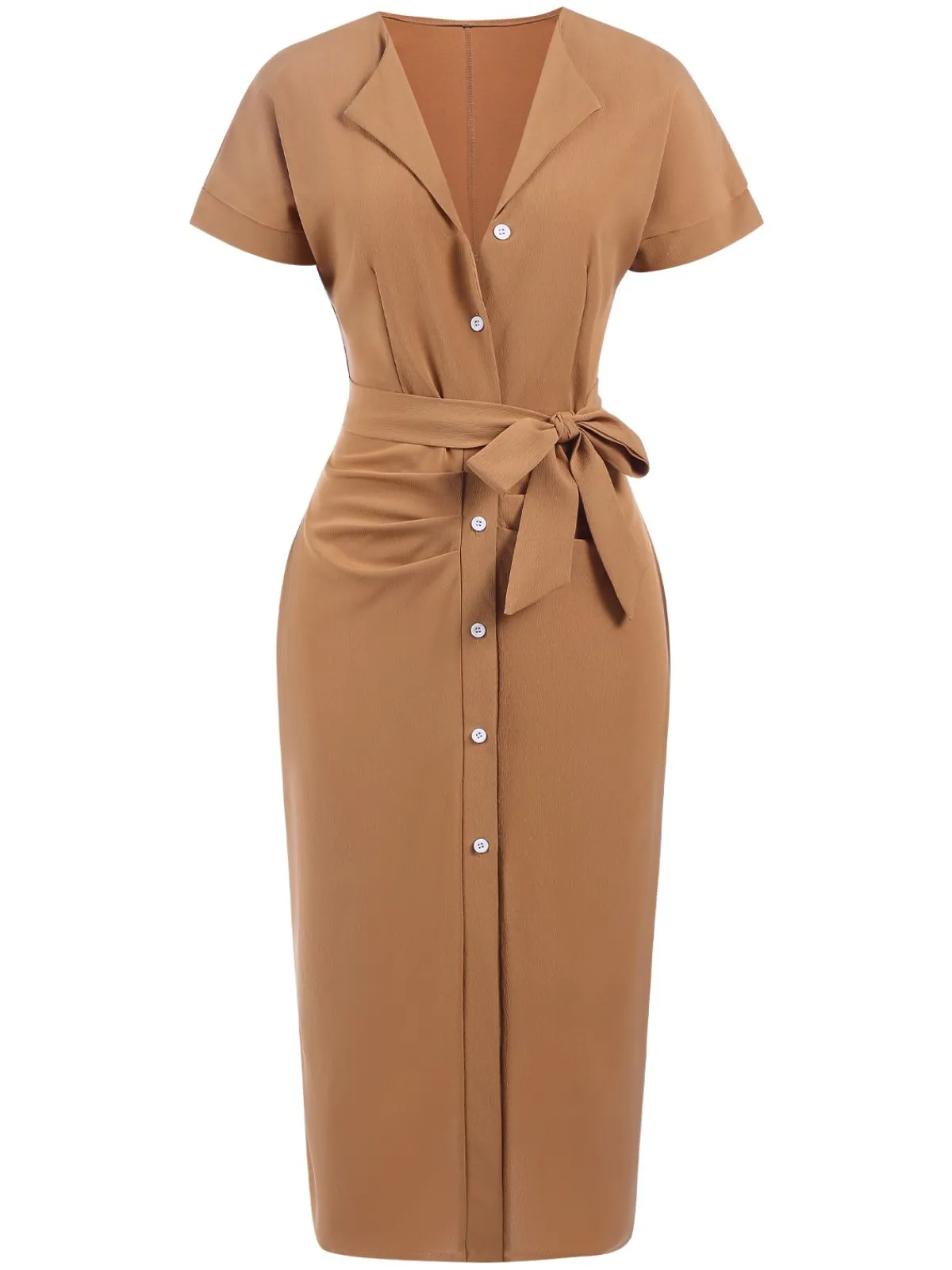 Hot Retro Stage 1960s Solid Lace-Up Pencil Dress