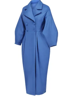 Online Retro Stage 1960s Solid Lantern Sleeves Wide Lapel Coat