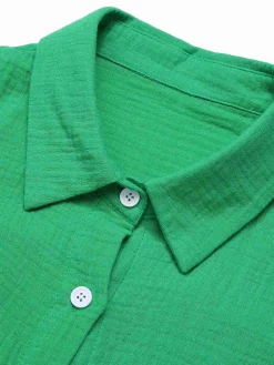Clearance Retro Stage 1950s Solid Lapel Button-Down Blouse