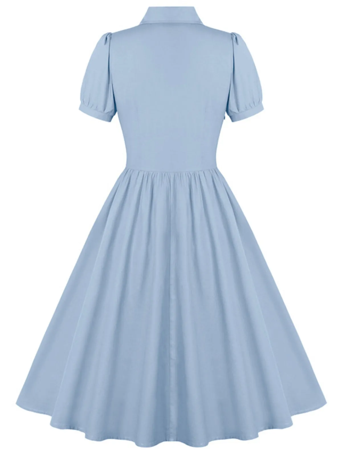 Hot Retro Stage 1950s Solid Lapel Buttons Swing Dress