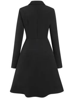 New Retro Stage 1950s Solid Lapel Double Breasted Trench Coat