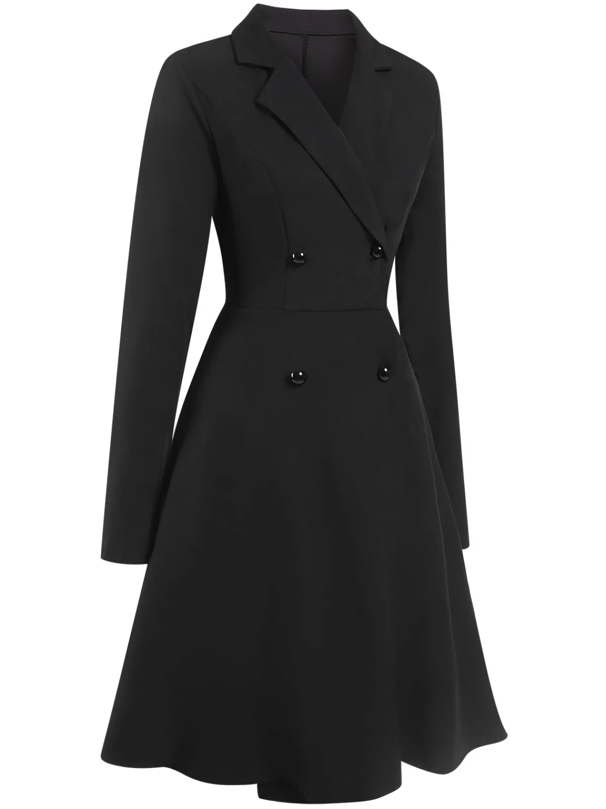 New Retro Stage 1950s Solid Lapel Double Breasted Trench Coat