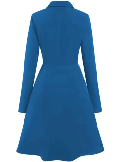 New Retro Stage 1950s Solid Lapel Double Breasted Trench Coat
