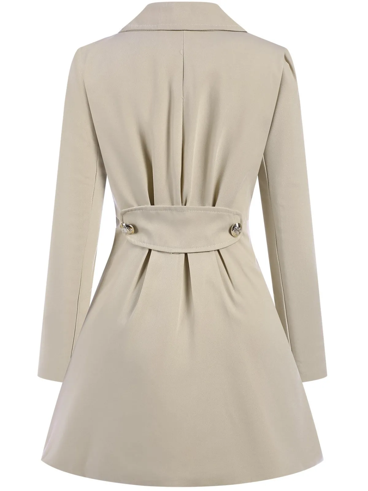 Online Retro Stage 1970s Solid Lapel Double-Breasted Coat