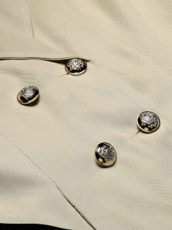 Online Retro Stage 1970s Solid Lapel Double-Breasted Coat