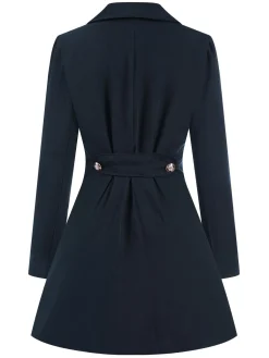 Online Retro Stage 1970s Solid Lapel Double-Breasted Coat