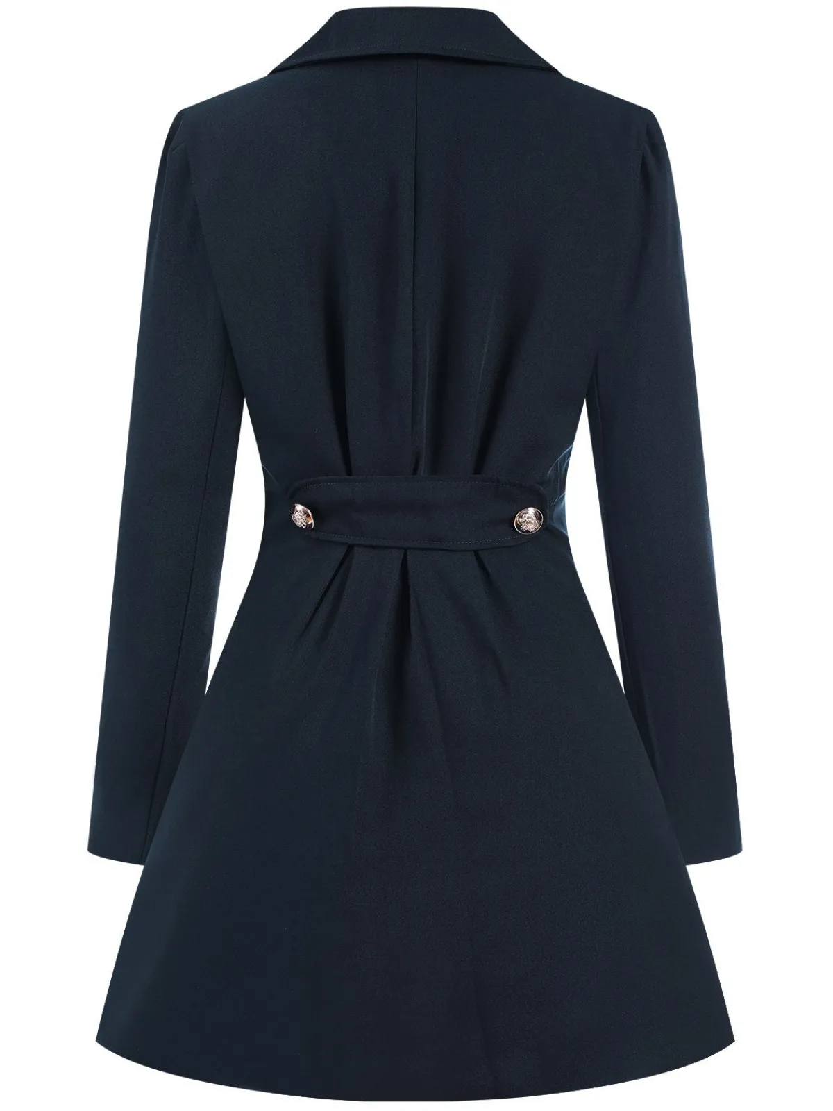 Online Retro Stage 1970s Solid Lapel Double-Breasted Coat