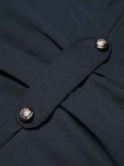 Online Retro Stage 1970s Solid Lapel Double-Breasted Coat