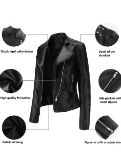 New Retro Stage 1980s Solid Lapel Leather Jacket