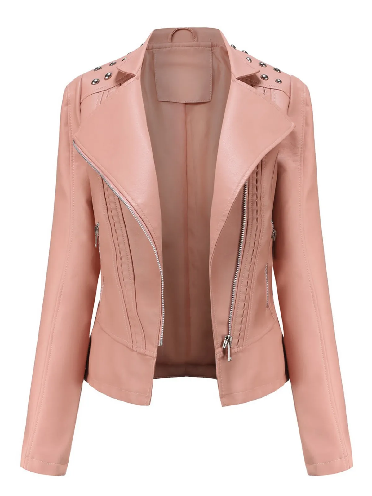 Sale Retro Stage 1980s Solid Lapel Leather Jacket