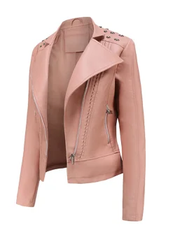 Sale Retro Stage 1980s Solid Lapel Leather Jacket