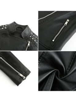 Sale Retro Stage 1980s Solid Lapel Leather Jacket