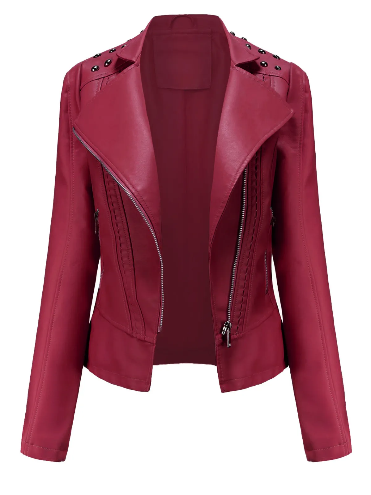 Sale Retro Stage 1980s Solid Lapel Leather Jacket