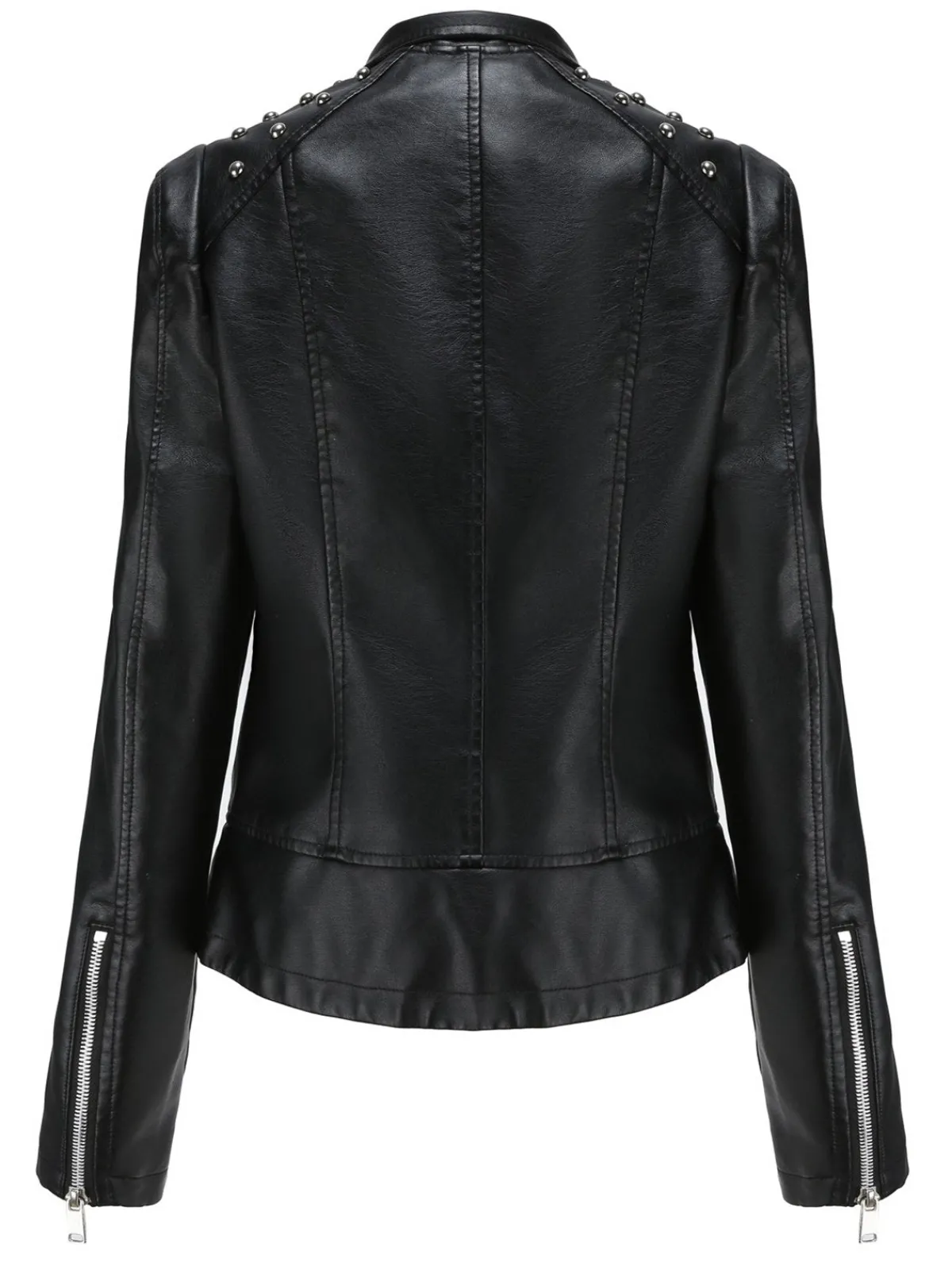 Fashion Retro Stage 1980s Solid Lapel Leather Jacket