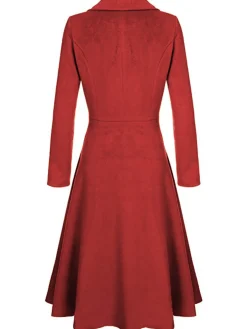 Discount Retro Stage 1930s Solid Lapel Long Sleeve Coat