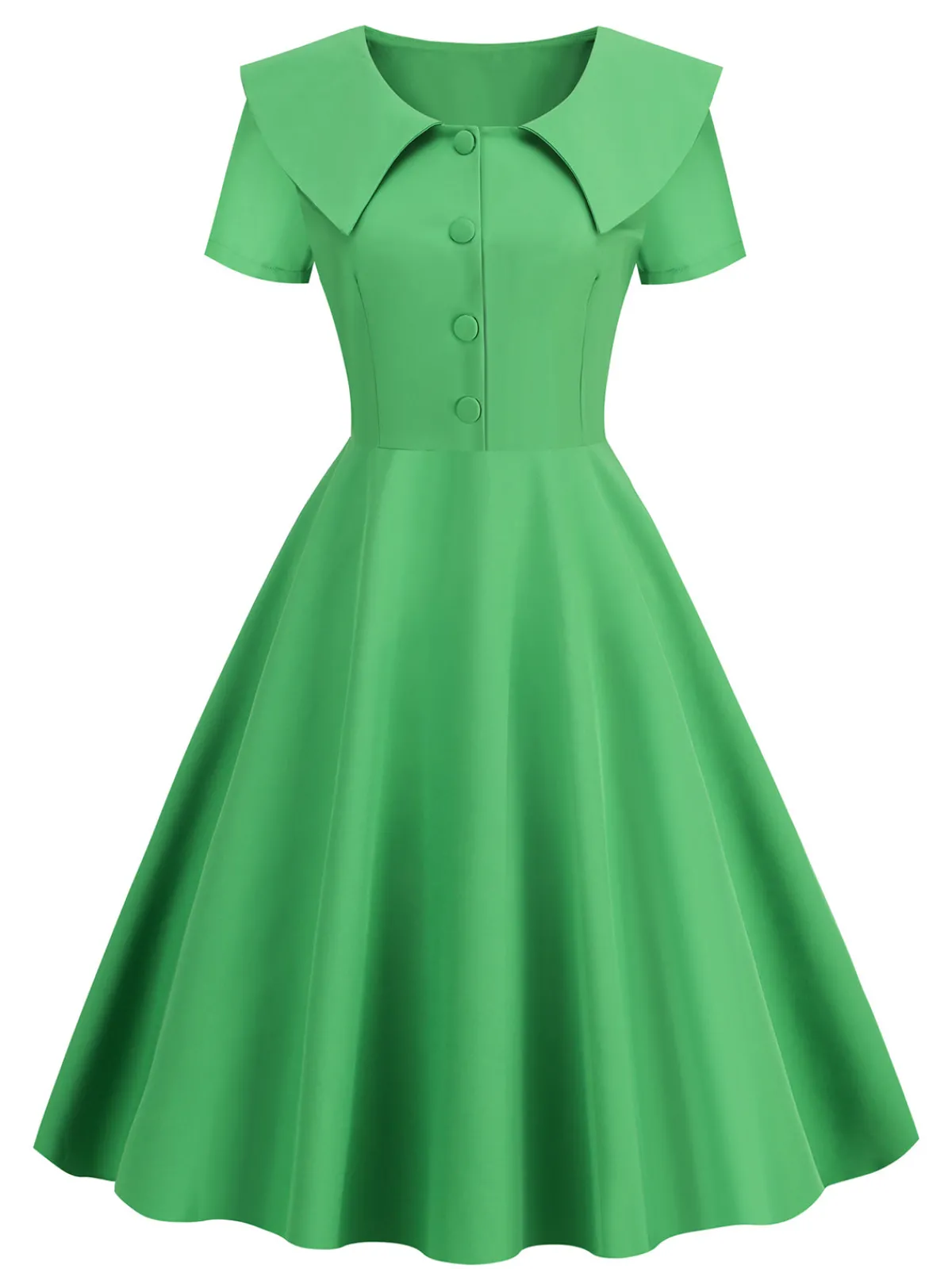 Clearance Retro Stage 1950s Solid Lapel Swing Dress