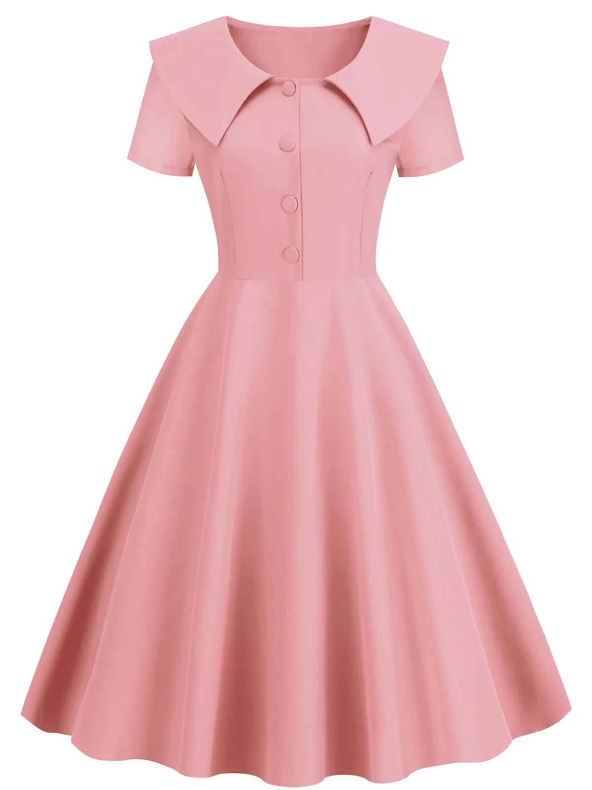 Clearance Retro Stage 1950s Solid Lapel Swing Dress
