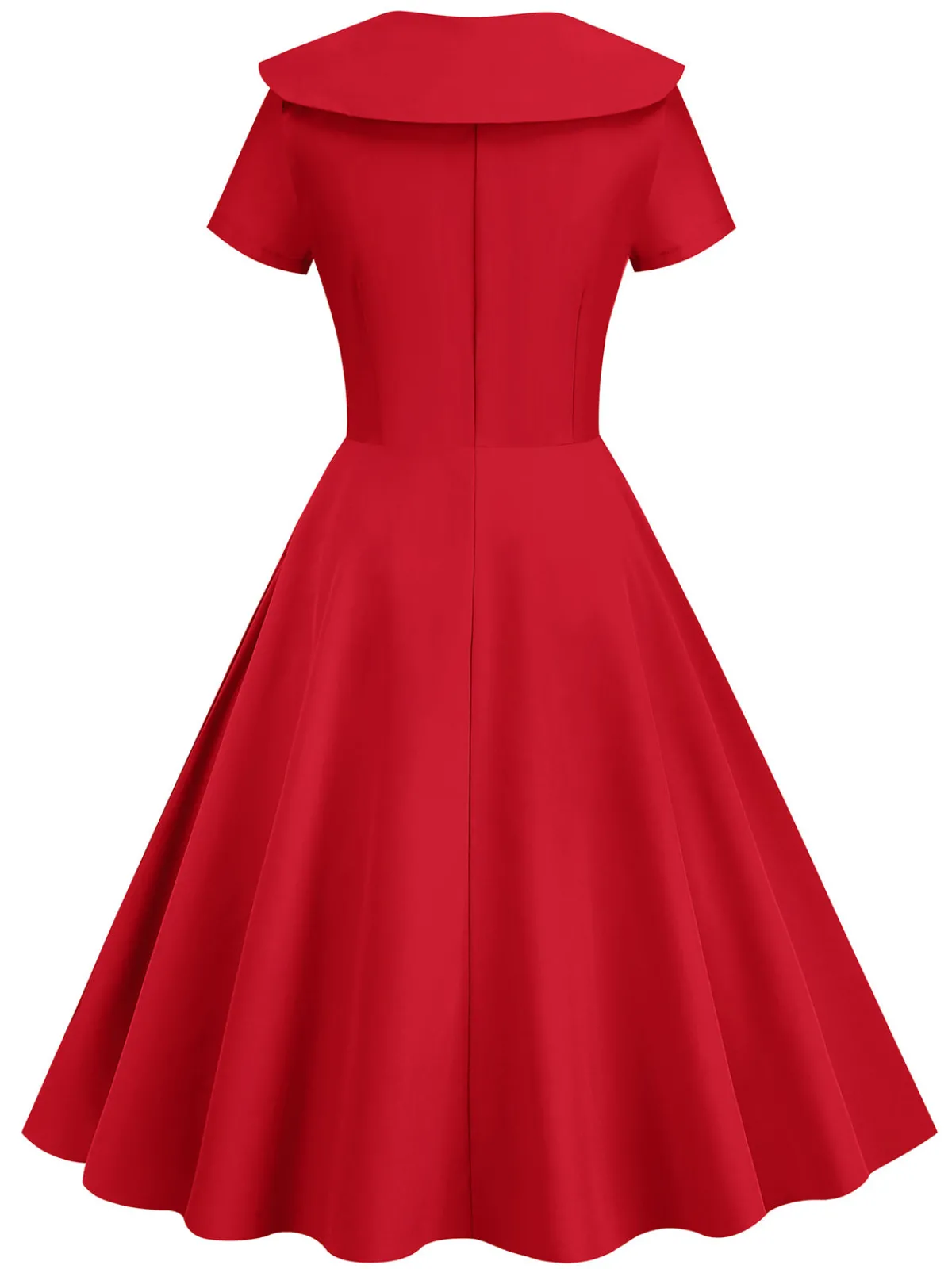 Clearance Retro Stage 1950s Solid Lapel Swing Dress