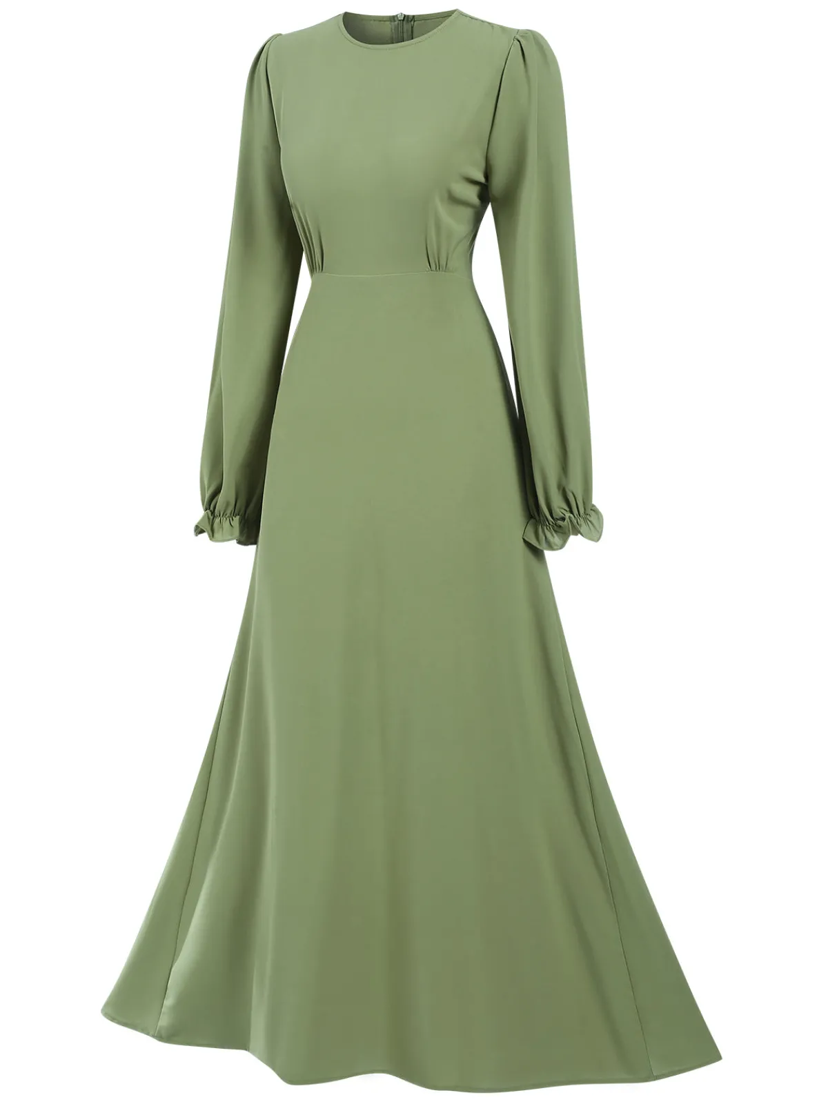 Hot Retro Stage 1940s Solid Long sleeve A-line Dress