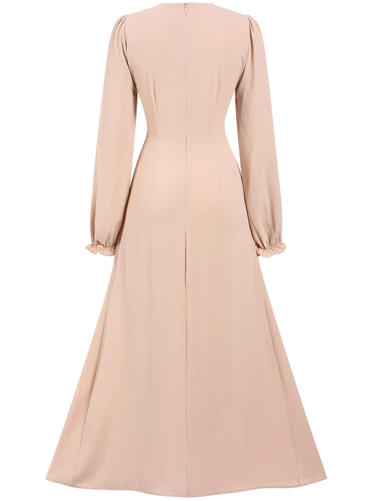 Hot Retro Stage 1940s Solid Long sleeve A-line Dress