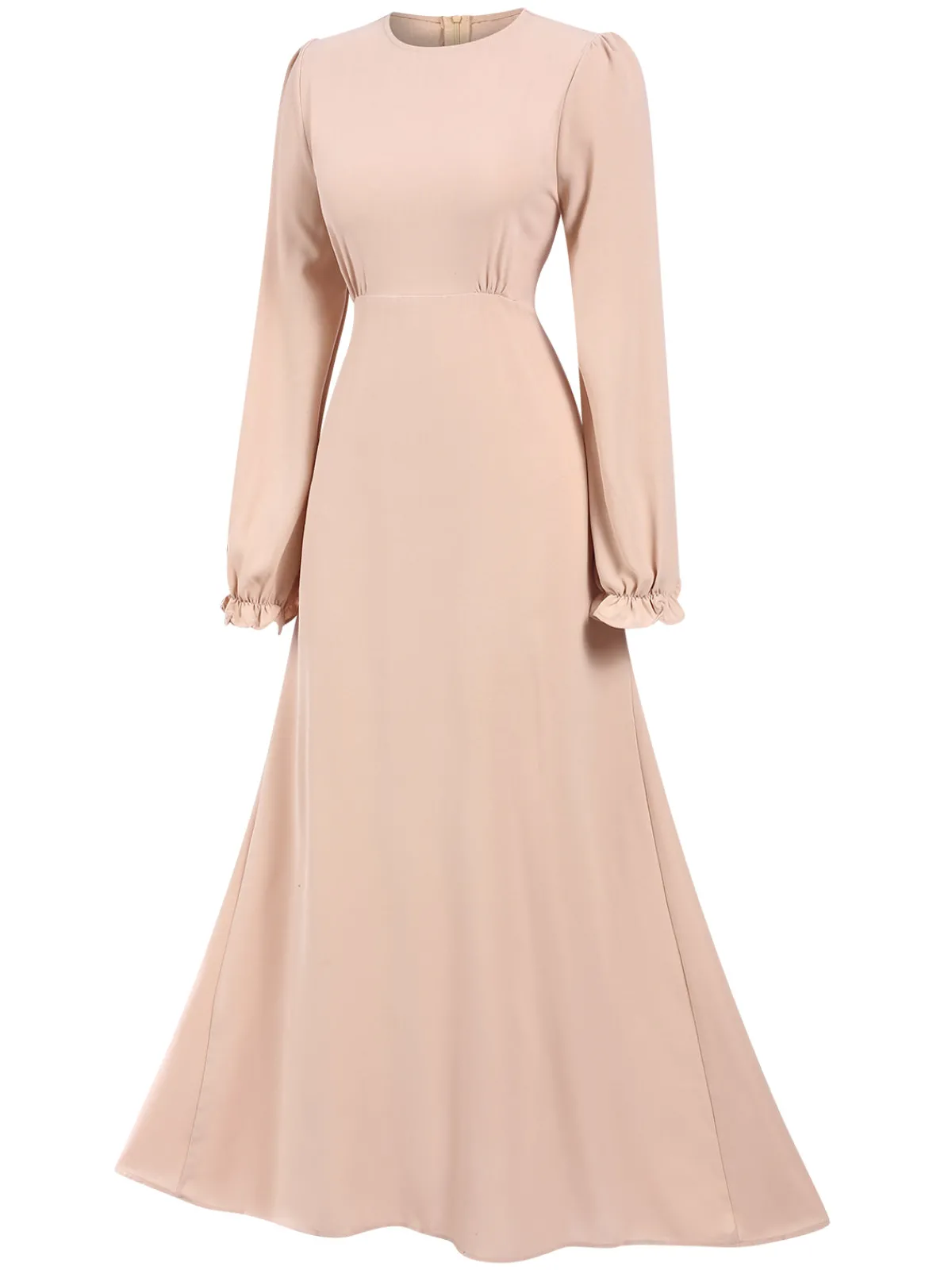 Hot Retro Stage 1940s Solid Long sleeve A-line Dress