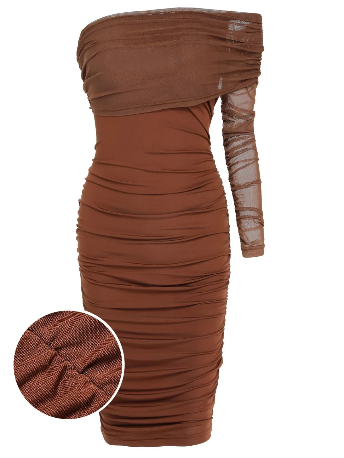 Fashion Retro Stage 1960s Solid Mesh Pleated Hip Dress