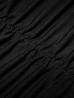 Fashion Retro Stage 1960s Solid Mesh Pleated Hip Dress