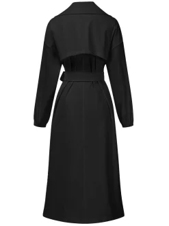 Hot Retro Stage 1940s Solid Notched Collar Belted Long Coat