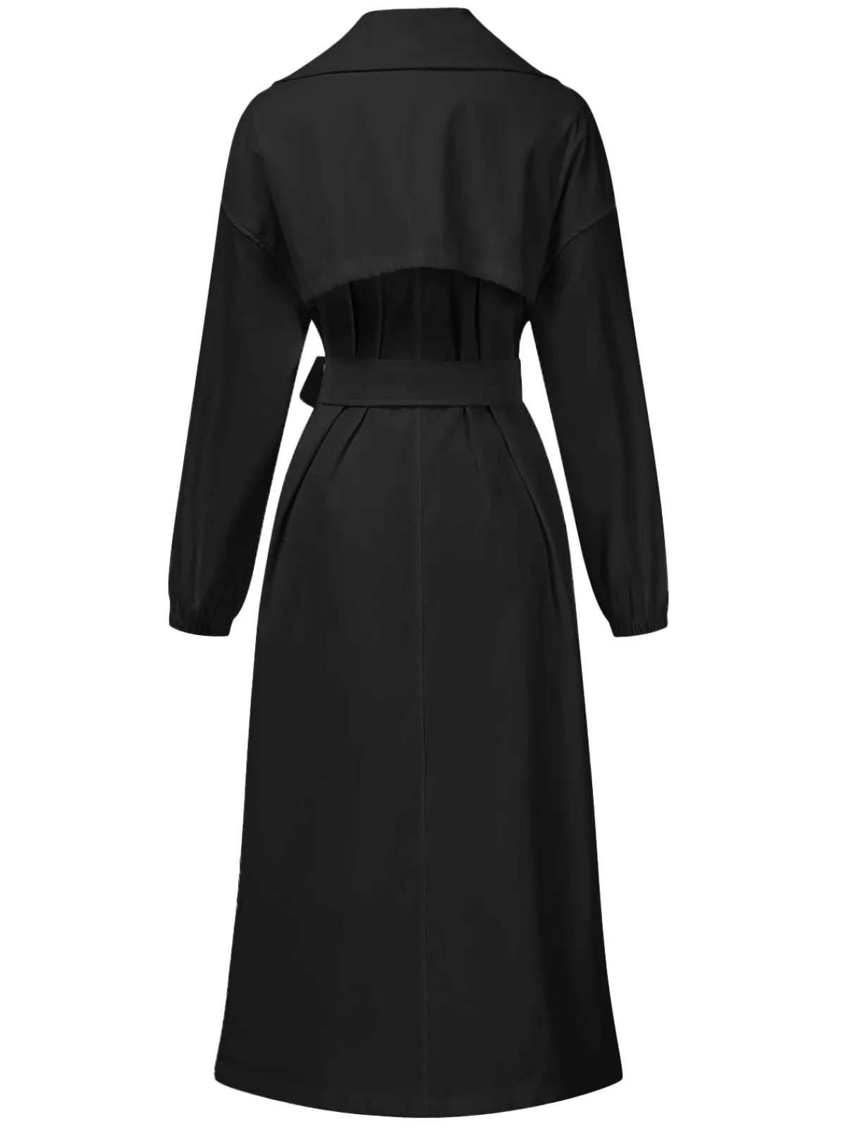 Hot Retro Stage 1940s Solid Notched Collar Belted Long Coat
