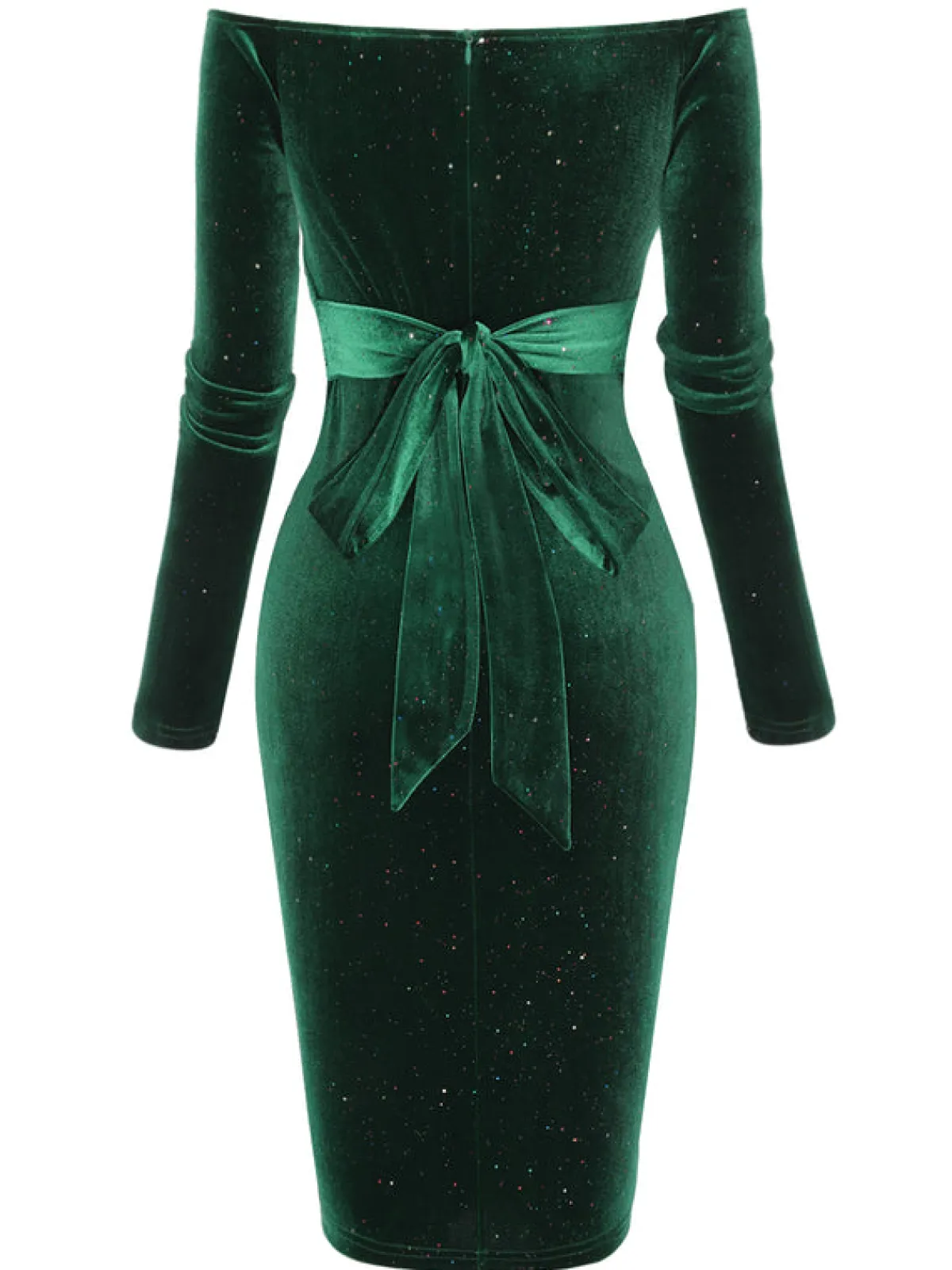 Clearance Retro Stage 1960s Solid Off-Shoulder Velvet Dress