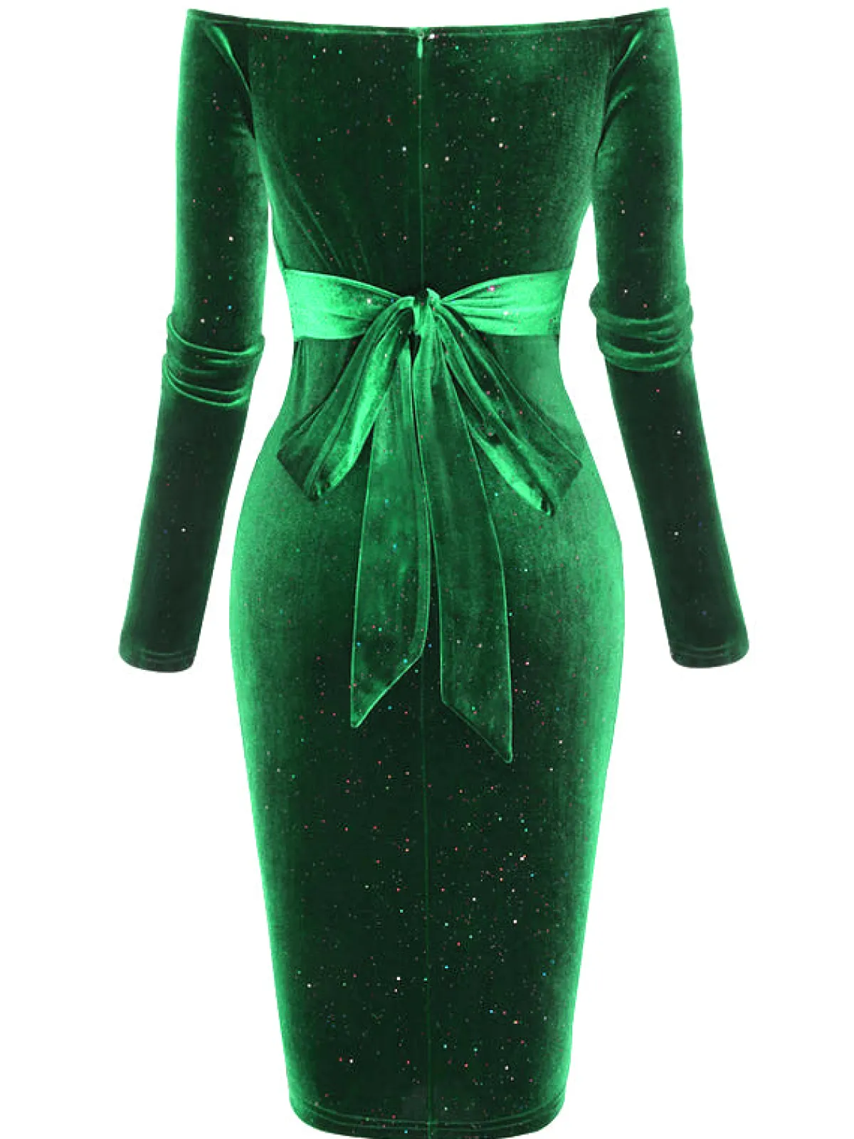 Clearance Retro Stage 1960s Solid Off-Shoulder Velvet Dress