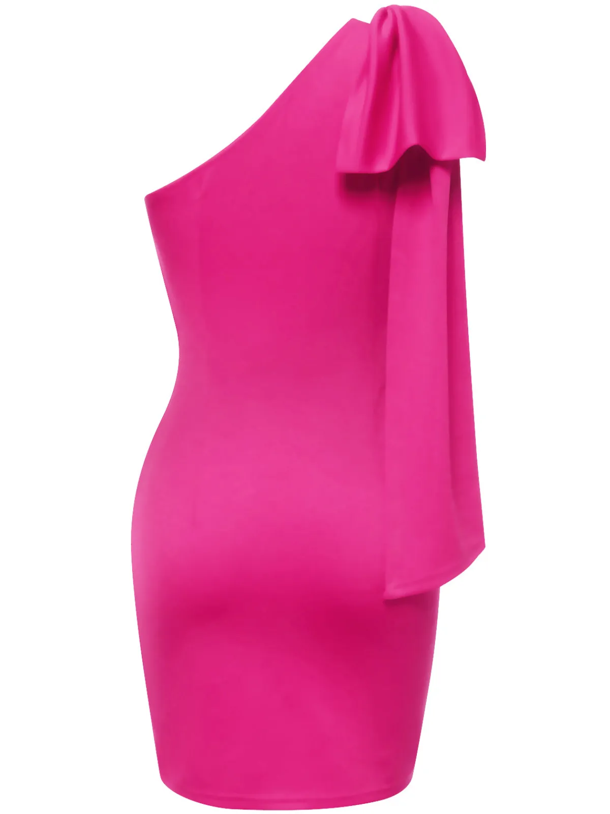 New Retro Stage 1960s Solid One-Shoulder Bow Dress
