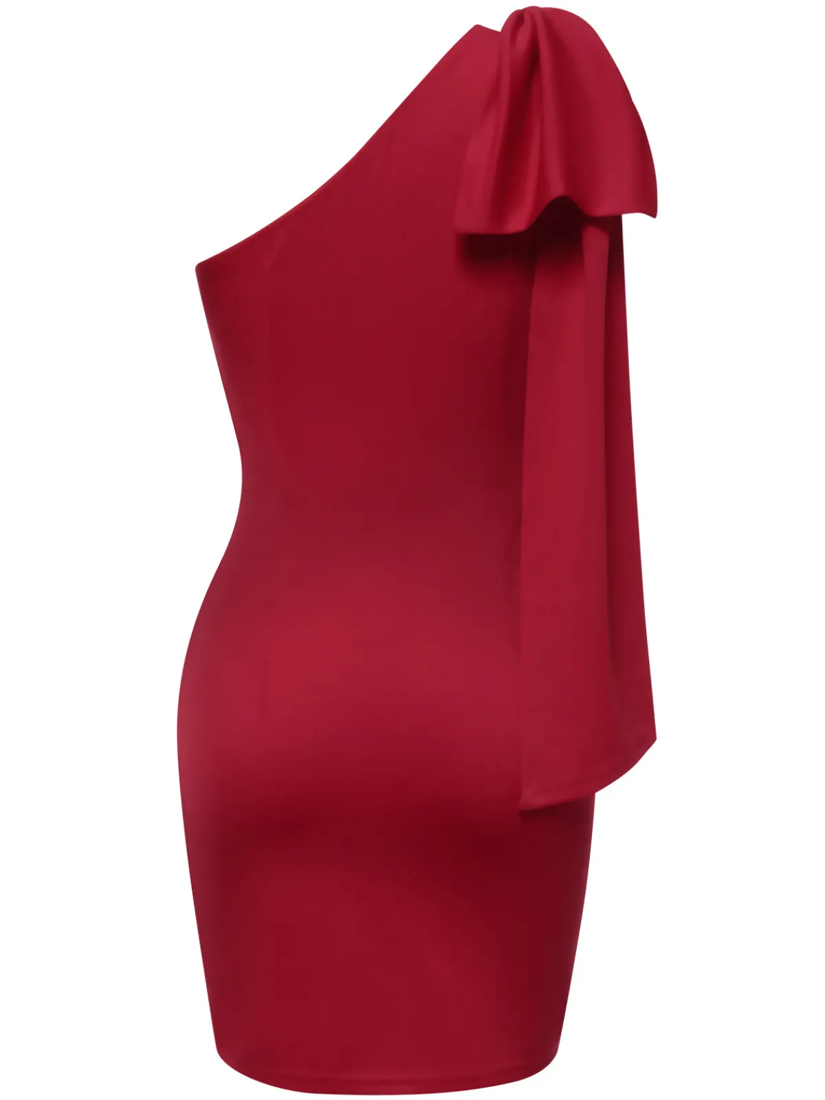 New Retro Stage 1960s Solid One-Shoulder Bow Dress