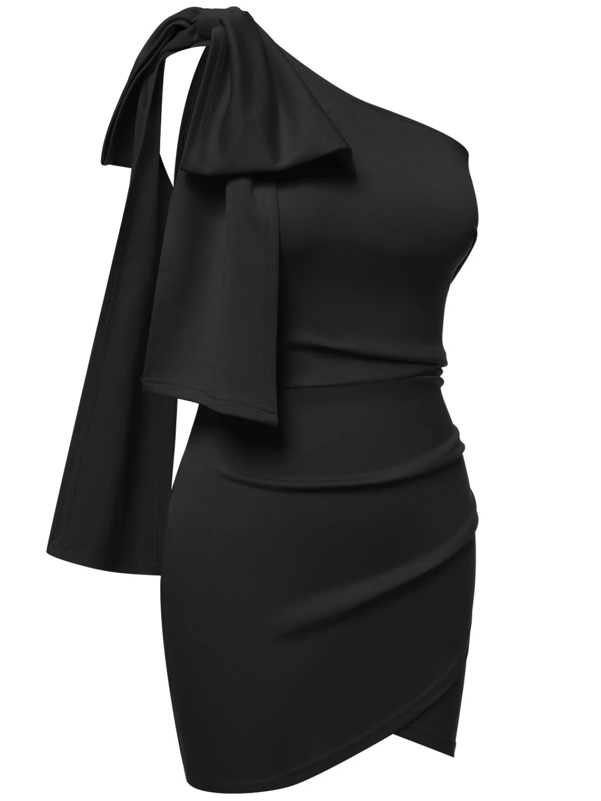 New Retro Stage 1960s Solid One-Shoulder Bow Dress
