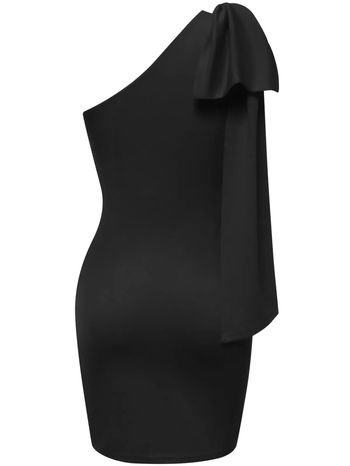 New Retro Stage 1960s Solid One-Shoulder Bow Dress