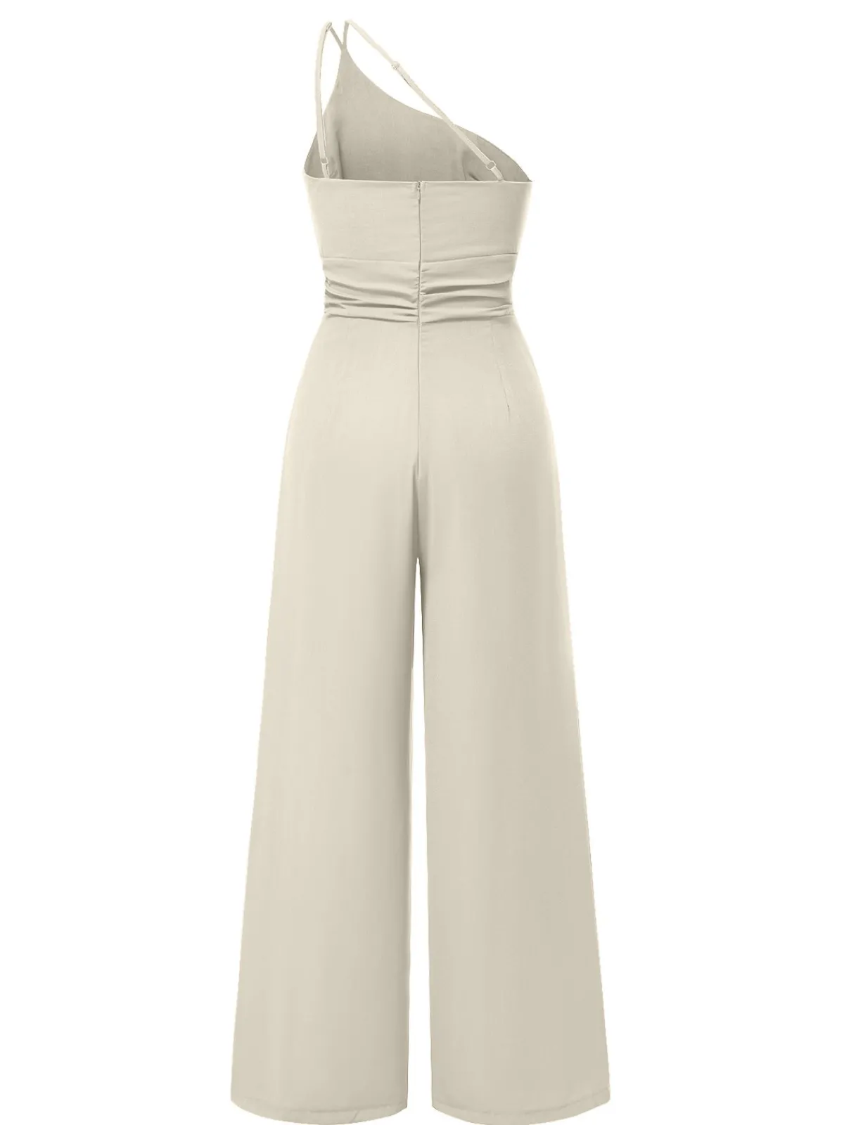 Fashion Retro Stage 1940s Solid One-Shoulder Suspender Loose Wide-Leg Jumpsuit