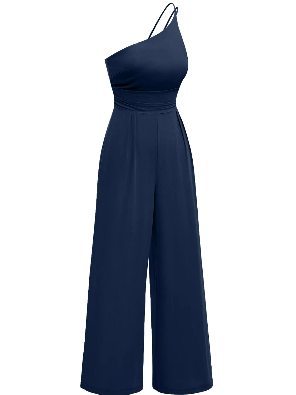 Fashion Retro Stage 1940s Solid One-Shoulder Suspender Loose Wide-Leg Jumpsuit