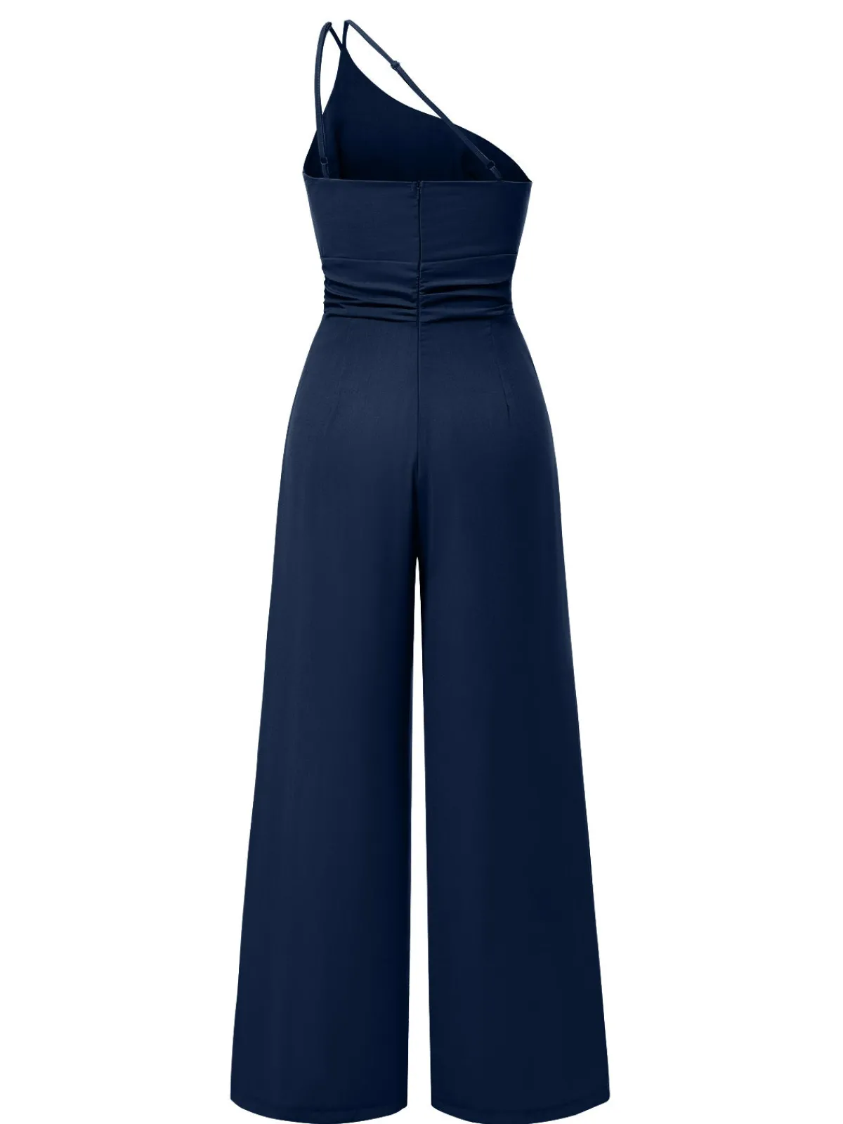 Fashion Retro Stage 1940s Solid One-Shoulder Suspender Loose Wide-Leg Jumpsuit