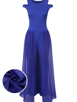 Sale Retro Stage 1950s Solid Patchwork Sleeveless Cutout Jumpsuit