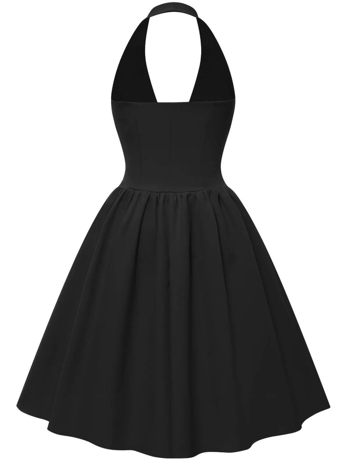 Sale Retro Stage 1950s Solid Pearl Bow Halter Dress