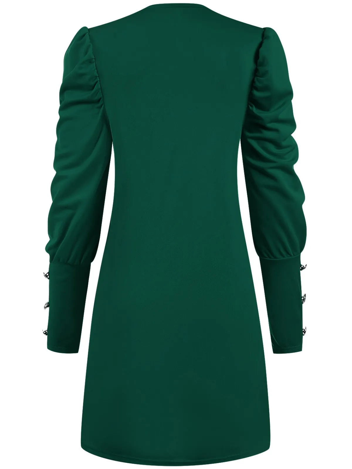 Outlet Retro Stage 1940s Solid Pleated Gigot Sleeves Dress