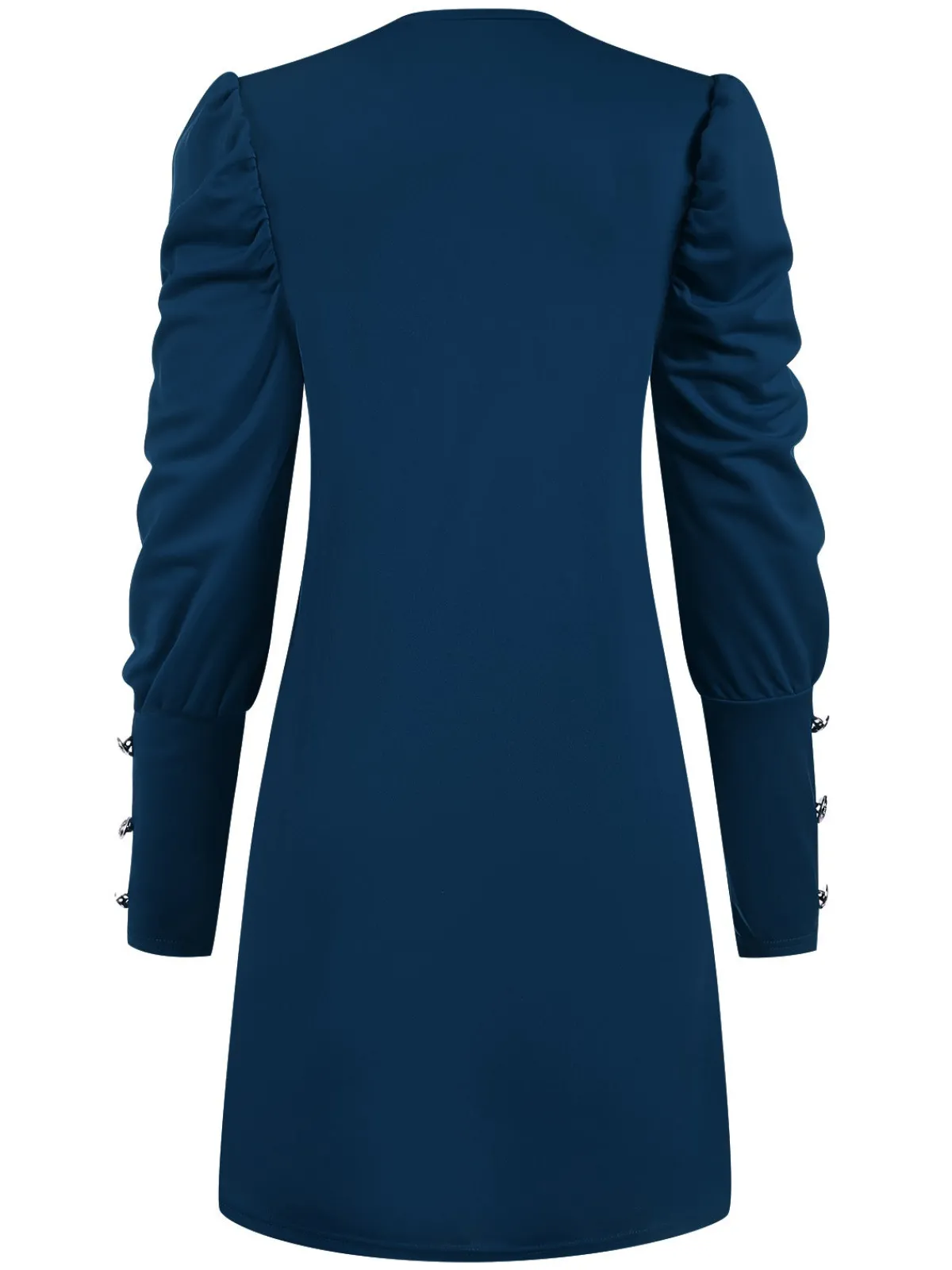 Outlet Retro Stage 1940s Solid Pleated Gigot Sleeves Dress