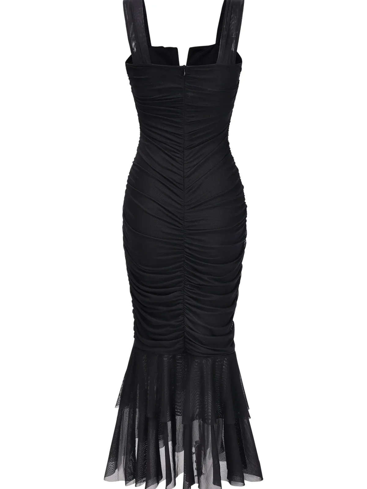 Discount Retro Stage 1930s Solid Pleated Wide Strap Fishtail Dress
