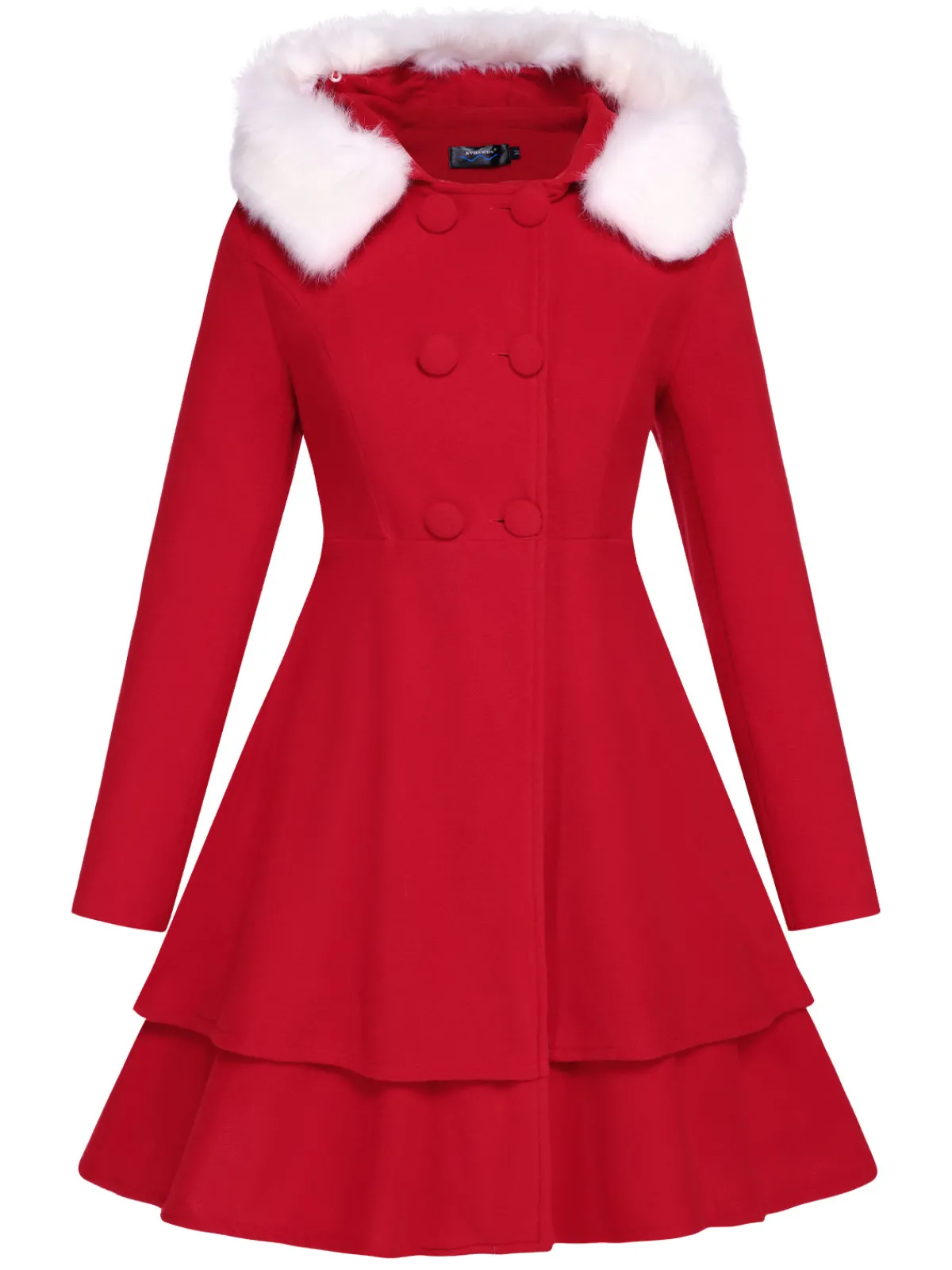 Discount Retro Stage 1940s Solid Removable Fur Collar Dress Coat