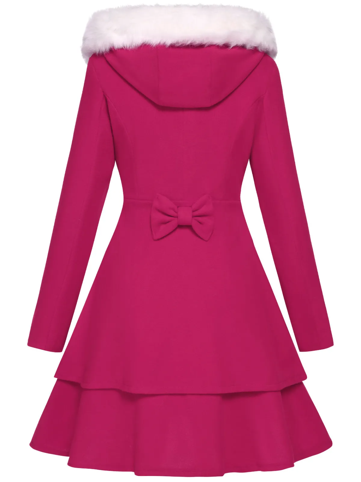 Discount Retro Stage 1940s Solid Removable Fur Collar Dress Coat