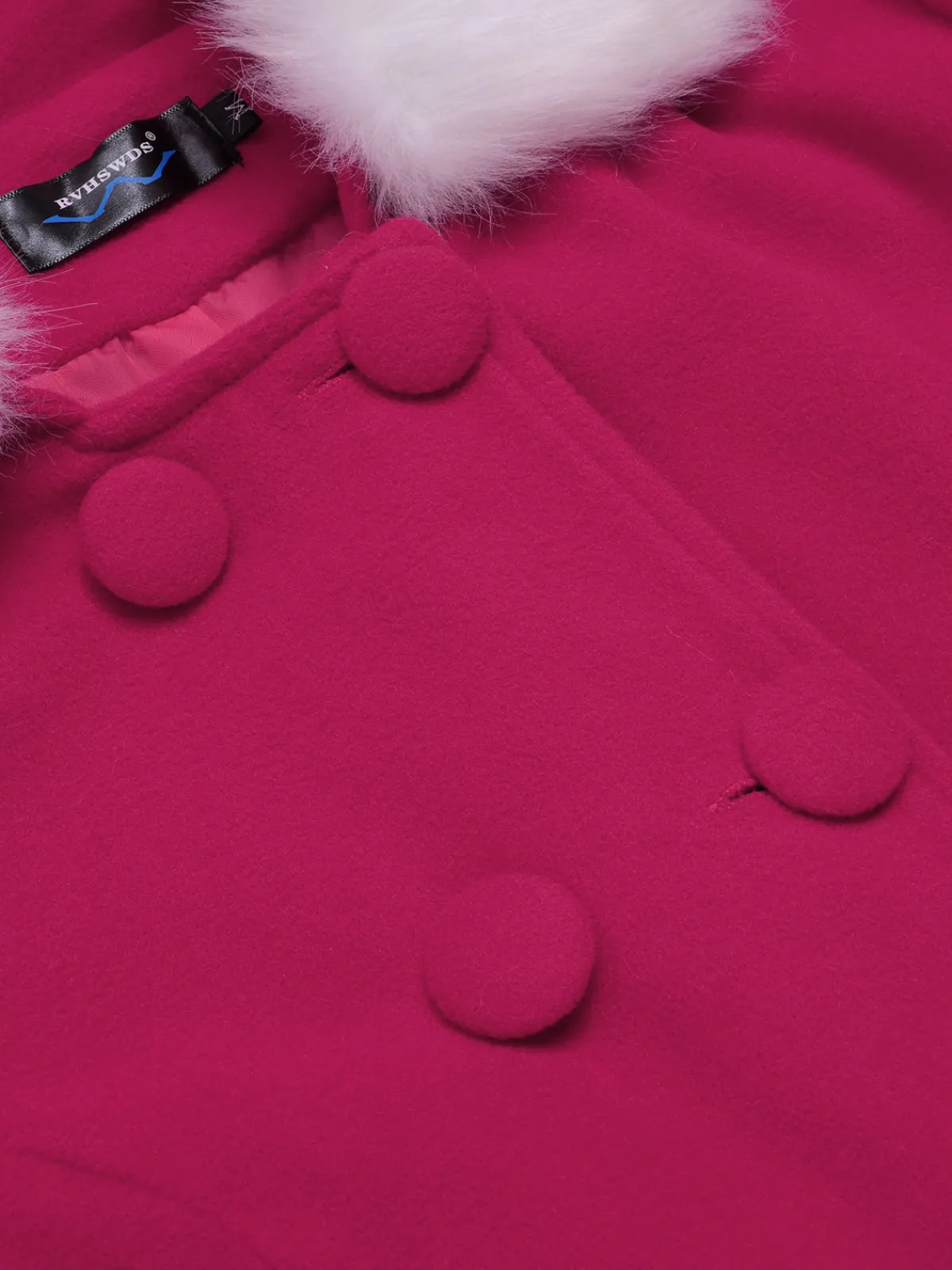 Discount Retro Stage 1940s Solid Removable Fur Collar Dress Coat