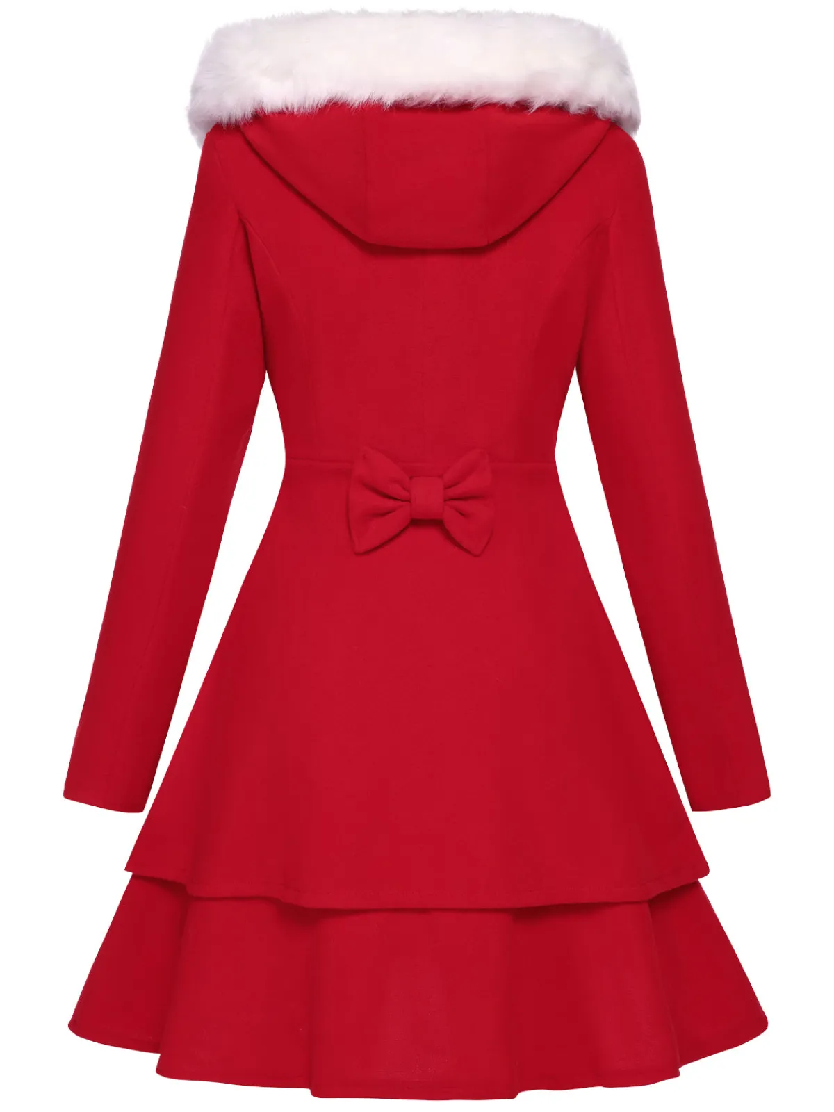 Discount Retro Stage 1940s Solid Removable Fur Collar Dress Coat