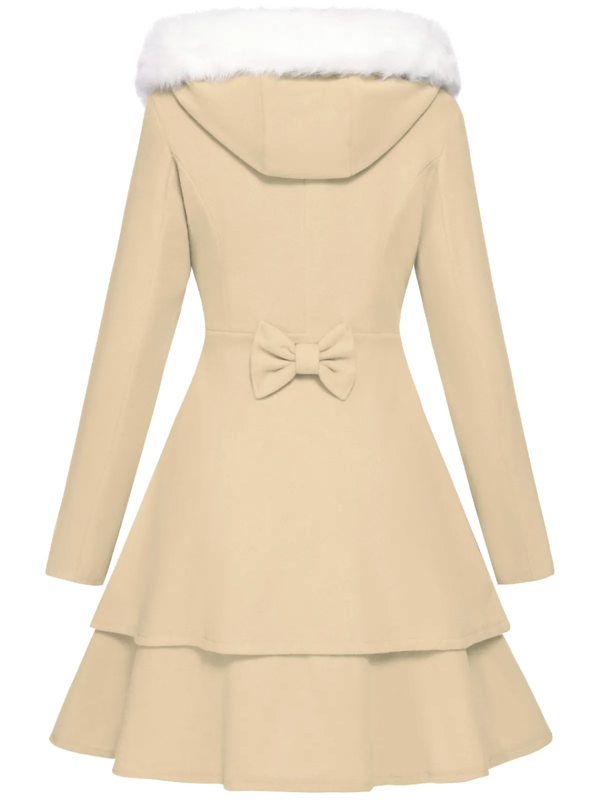 Discount Retro Stage 1940s Solid Removable Fur Collar Dress Coat